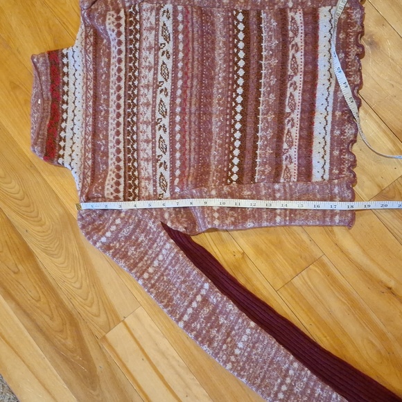 Free People Bali Juniper Turtleneck Sweater Rhubarb Red Fairisle Size Medium - Picture 11 of 13